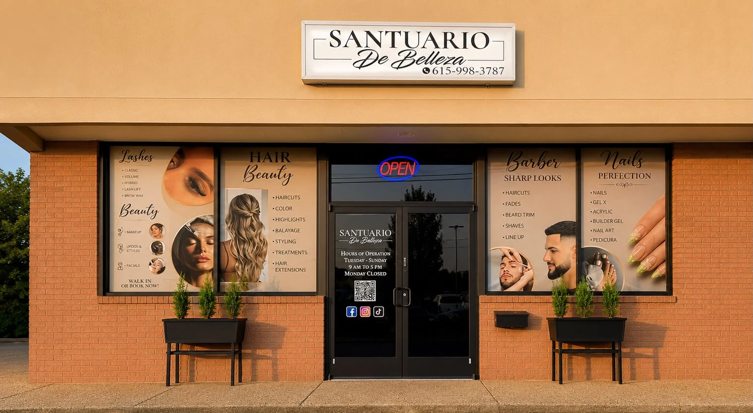 Fachada del salón Santuario de Belleza